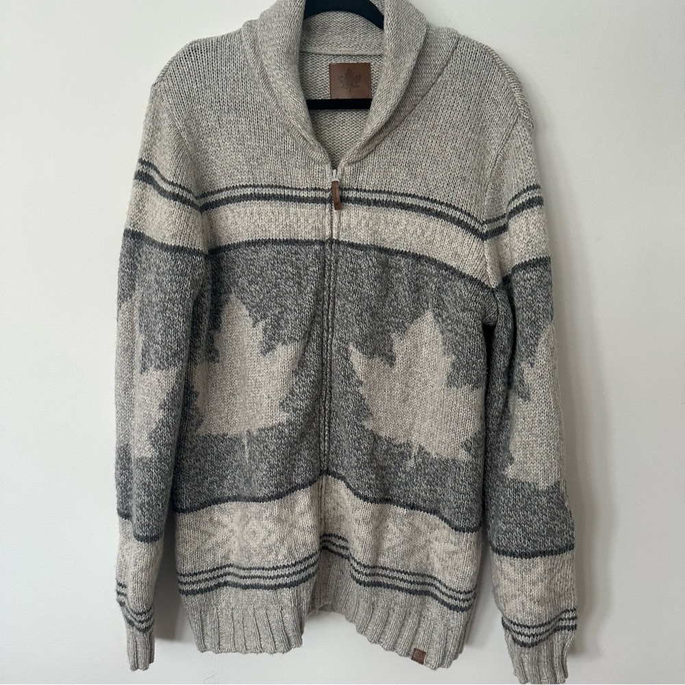 Nordic Men’s Zip Cardigan Sweater Gray XXL Canadian Cozy Outdoor Granola Vibe - Picture 2 of 12
